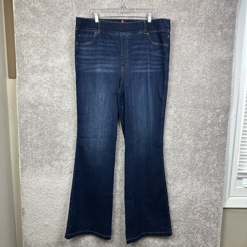 SPANX Flare Pull On Jeans Size 3XT Dark Blue Midnight #20327T Comfort